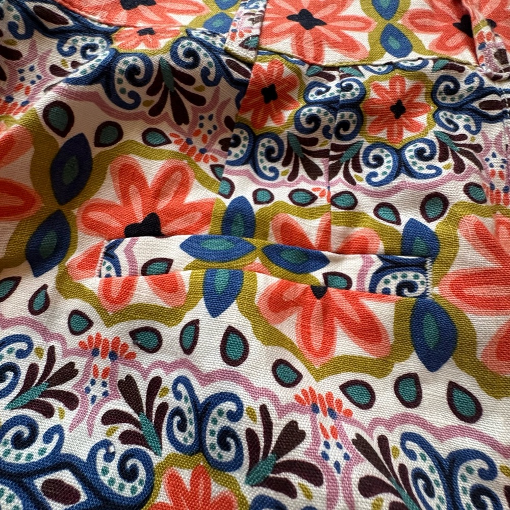 Boden linen pants NWT 8 wide leg trouser Floral Geo Multicolor, gorgeous print - Picture 6 of 14